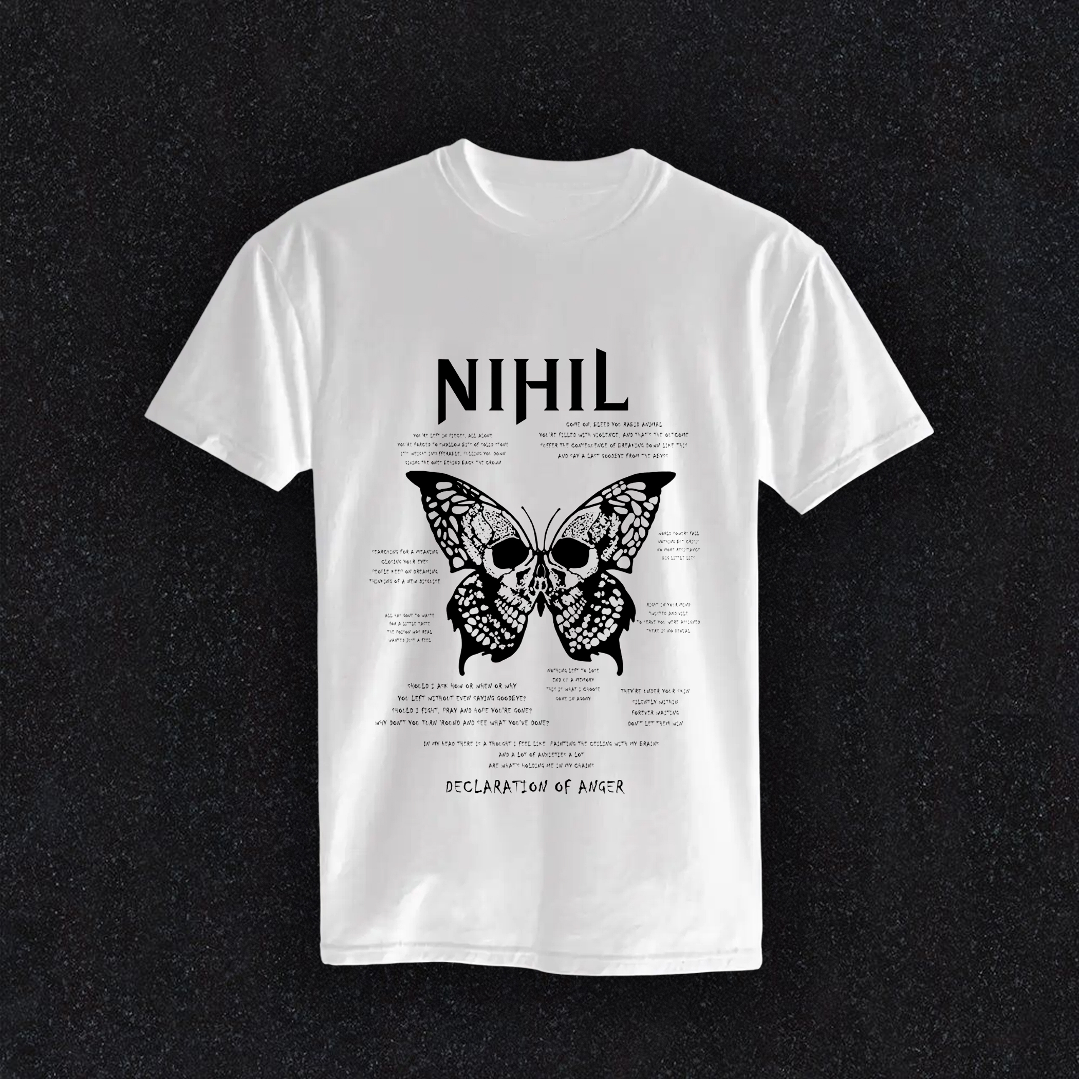 Declaration of Anger Lyrics T-Shirt (White)